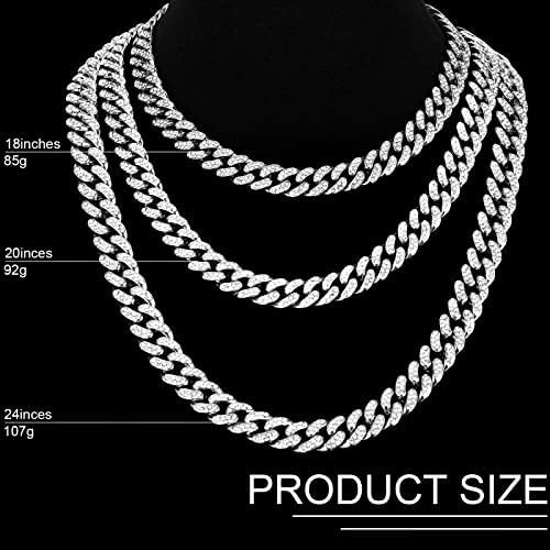 Batiyeer Cuban Link Chain Necklace Bracelet Rhinestone Earri...
