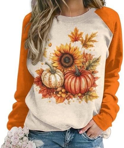 Womens Fall Funny Sweatshirt Cute Graphic Printed Autumn The...