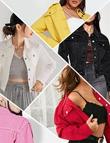 Locachy Women's Casual Denim Jacket Solid Color Basic Long S...