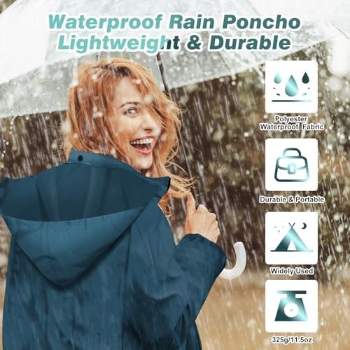 Womens Long Raincoats Waterproof Rain Jacket Lightweight Bre...