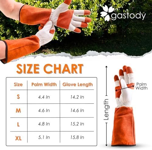 Gastody- Long Sleeve Leather Gardening Gloves, Multipurpose...