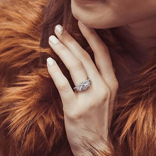 BERRICLE Sterling Silver 3-Stone Wedding Engagement Rings 0....