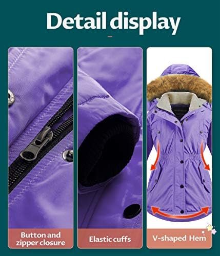 CREATMO US Girl's Long Winter Warm Parka Sherpa Trimmed Coll...