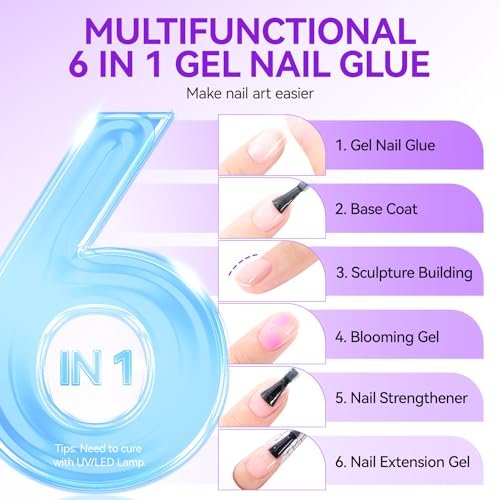 Nail Tips Gel Nail Glue: Geliek EC 2PCS 6 in 1 Adhesive Gel ...