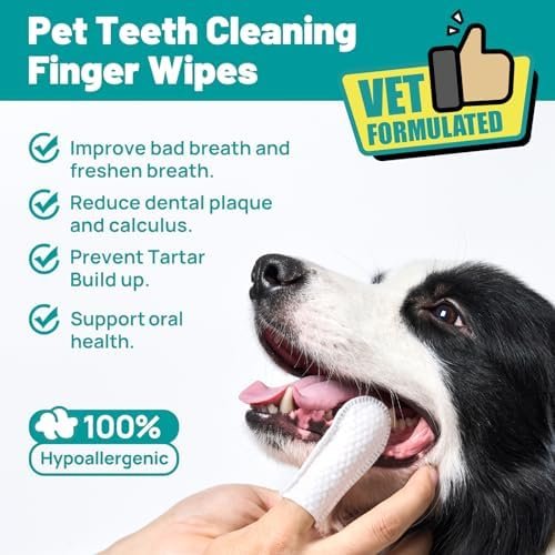 Dog Dental Care Wipes - Cat & Dog Teeth Cleaning Finger Wipe...