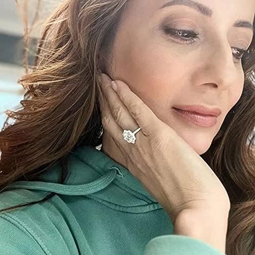 SHELOVES 2.7 Ct Oval Cut AAAAA Cubic Zirconia Floral Halo En...