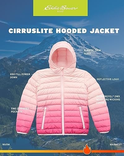 Eddie Bauer Girls' Jacket - CirrusLite Weather Resistant Dow...
