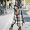 SKIKYAN Women Fall Flannel Plaid Shacket Jacket Oversized Bu...
