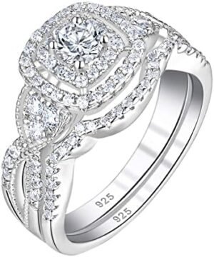 SHELOVES Wedding Rings Set for Women Round White Cz Engageme... SHELOVES Wedding Rings Set for Women Round White Cz Engageme...