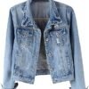 Kedera Womens Denim Jackets Distressed Ripped Long Sleeve Je...