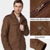 WenVen Men's Casual Washed Cotton Military Jacket