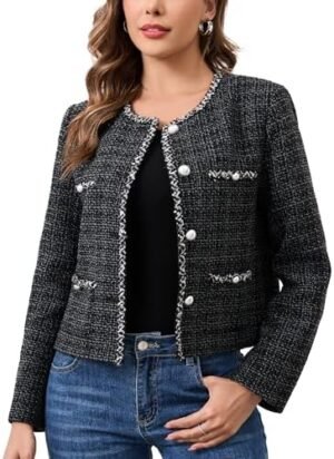 M.Infisavo Tweed Cardigan for Women Button Down Long Sleeve ...