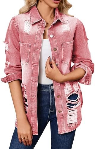 sexycherry Denim Jacket for Women Long Sleeve Classic Trucke...