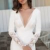 Wedding Dresses for Bride Long Sleeve Boat Neck Button Back ...