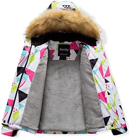 Pursky Girl's Waterproof Ski Jacket Kids Winter Snow Coats F...