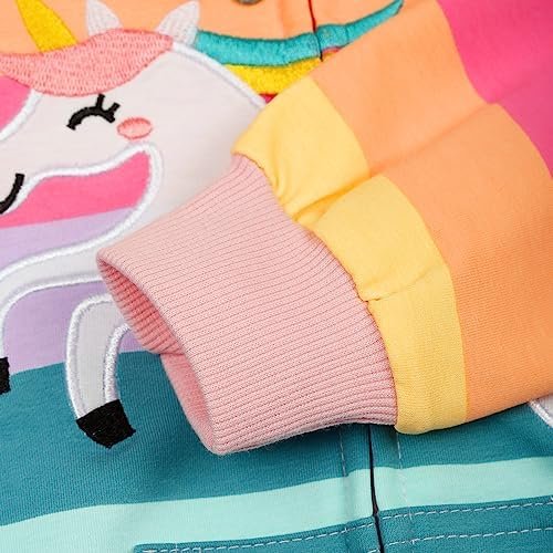 RETSUGO Girls Zip Up Hoodie Jacket Toddler Unicorn Rainbow S...