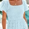 PRETTYGARDEN Summer Dresses for Women 2025 Eyelet Square Nec...