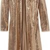 Masseys Women's Long Open-Front Sequin Jacket