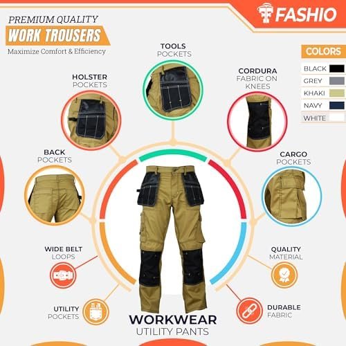 Men's Construction Pants with Cordura Knees Reinforced Carpe...