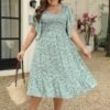 Keluummi Plus Size Wedding Guest Midi Dresses for Curvy Wome...
