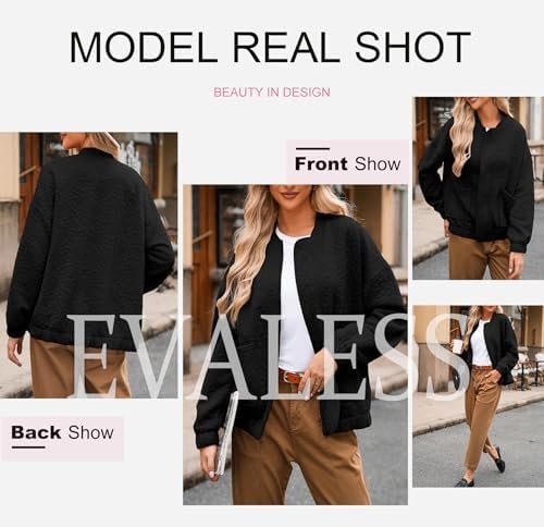 EVALESS Bomber Jackets for Women Spring Fashion 2025 Cute Ja...