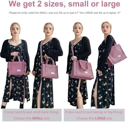 UERRUAM Corduroy Tote Bag for Women Work Crossbody Purse for...