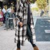 SKIKYAN Women Fall Flannel Plaid Shacket Jacket Oversized Bu...