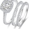 CEJUG Cubic Zirconia Wedding Rings for Women Bridal Ring Set...