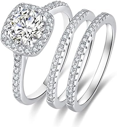 CEJUG Cubic Zirconia Wedding Rings for Women Bridal Ring Set...