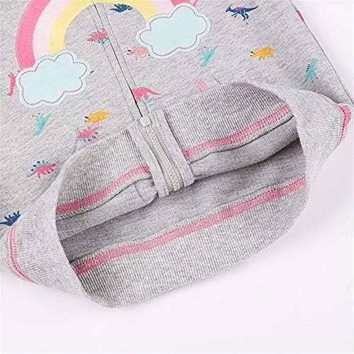 Baby Girl Zip-up Jacket Rainbow Unicorn Cotton Hoodie Sweats...