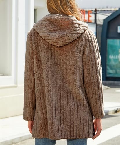 Womens Fleece Jacket Hooded Winter Warm Full Zip Long Sleeve...