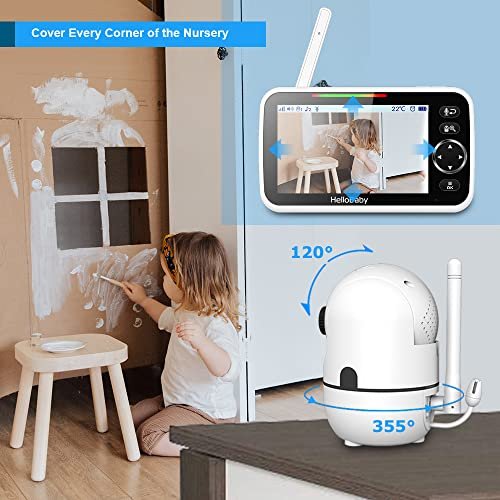 HelloBaby Upgrade Baby Monitor, 5'' Screen with 30-Hour Batt...