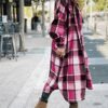 SKIKYAN Women Fall Flannel Plaid Shacket Jacket Oversized Bu...