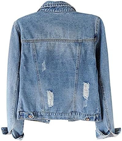 Kedera Womens Denim Jackets Distressed Ripped Long Sleeve Je...