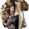 Womens Cropped Quilted Lightweight Jackets Floral Printed Op...