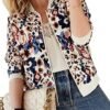 ECOWISH Women's Casual Floral Zip Up Bomber Jacket Coat Crew...