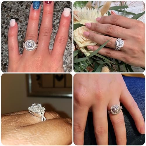 Newshe Wedding Band Engagement Ring Set for Women 925 Sterli...