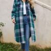 Himosyber Women's Casual Plaid Lapel Woolen Button Up Pocket...