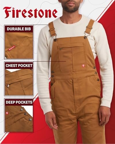 Firestone Men's Overalls - Water Resistant Twill Bib Overall...
