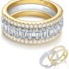 Moissanite Ring Sets for Women Band Stackable D Color VVS1 C...