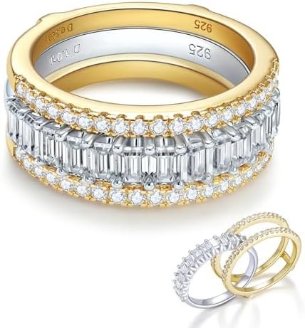 Moissanite Ring Sets for Women Band Stackable D Color VVS1 C...