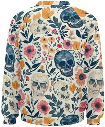 Women's Floral Skull Sweatshirts Flower 3D Printed Long Slee...