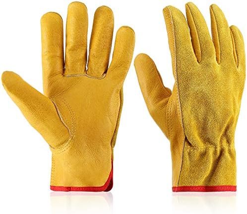 Patelai Garden Gloves Leather Gardening Gloves Thorn and Cut...