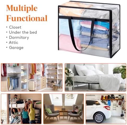 Lifewit 4 Pack Clear Clothes Storage Bags, 40L Plastic Blank...