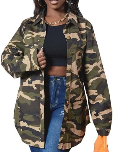 sexycherry Denim Jacket for Women Long Sleeve Classic Trucke...