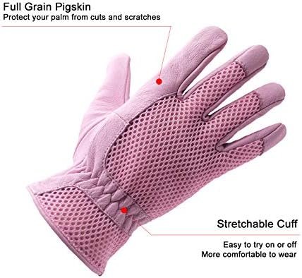 HLDD HANDLANDY Pigskin Leather Women Gardening Gloves, Stret...