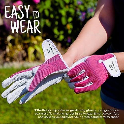 Gardening Gloves for Women Leather Thorn Safety Garden Heavy...