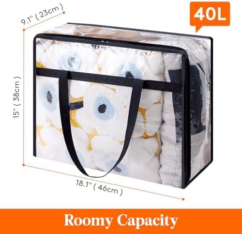 Lifewit 4 Pack Clear Clothes Storage Bags, 40L Plastic Blank...
