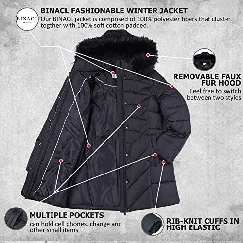 BINACL Women's Winter Warm Thicken Long Outwear Pockets Coat...
