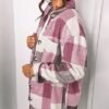 Flannel Shacket Jacket Women Plaid Shirt Button Down Long Sl...